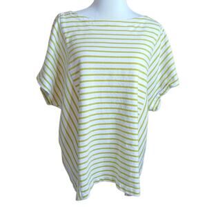 J. JILL Top Blouse Shirt 2X Cotton Button Back‎ Kimono Short Sleeves Work Travel